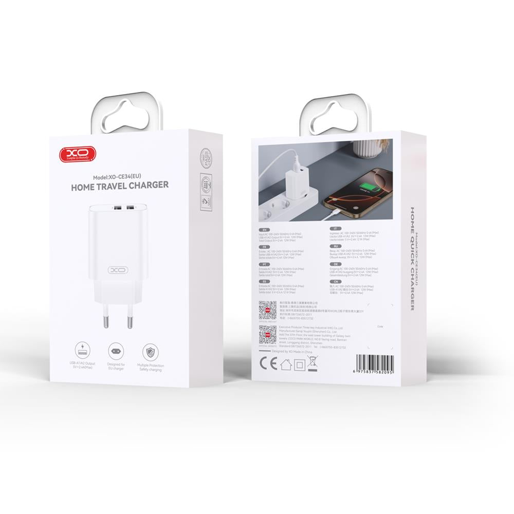Caricabatterie rete 2 X USB XO 2,4A (XO-CE34)