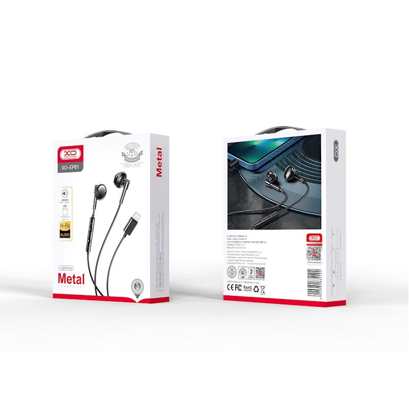 CUFFIA STEREO AURICOLARE CON FILO E MICROFONO LIGHTNING (XO-EP61)